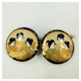 Antique Japanese Satsuma 2-Part Belt Buckle