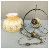 VTG Hanging Swag Lamp for Repair-Milk Glass Shade