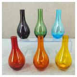 Set of 6-Rainbow Colors-Mini Glass Bud Vases