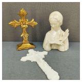Large Mother Mary Gold Cross & Jesus on Cross
