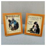 VTG-Reverse Painted Glass Ads Shadow Boxes