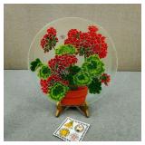 VTG-Peggy Karr Fused Glass Geranium Serving Plate