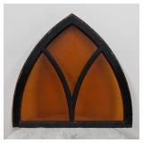 Antique Gothic Textured Amber Glass Arched Window