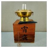 VTG-Brass Mongolian Hot Pot in Wooden Crate Box