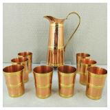 VTG-Solid Copper & Brass Pitcher & Tumbler Set