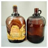 VTG-Christian Bros Muscatel Wine-Amber Glass Jug+