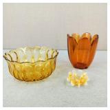 VTG-Amber Colored Glass Bowl/Vase/Ashtray