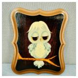 VTG-Signed H/P Wooden Plaque-Adorable Owl Motif