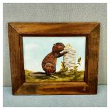 VTG-Signed H/P Adorable Beaver Acrylic Painting