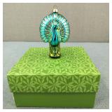 VTG-Hand-Blown Glass Peacock Ornament