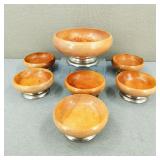 MCM-Hellerware Wood/Chrome Salad Bowl Set