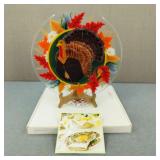 VTG-Peggy Karr Fused Glass Turkey Serving Platter