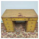 Vintage Wood Kneehole Pedestal Desk