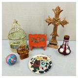 Vintage Home Decor Lot-Glass/Wood/Metal Pieces
