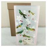 VTG-Fringe Studio Art Glass Hummingbird Vase