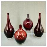 (4) Ikea Red Glass Vases