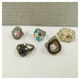 (5) .925 Sterling Silver Rings