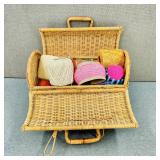 Wicker Basket with Crochet & Knitting Supplies