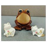 Vintage Frog Planter Salt & Pepper Shakers