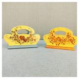 VTG-Signed H/P Wood (Floral/Hearts) Napkin Holders