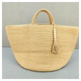 Large Woven Jute & Linen Tote