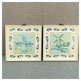 1970s-Signed H/P Tile Wall/Tole Art Hangings
