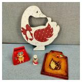 VTG Tole Painted Bell & Wall Art Signed