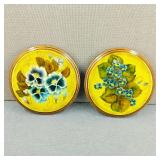 VTG Hand Painted Pansy Wall Hangers