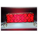 VTG-MCM-TV Lamp-Brass Frame/Red Fiberglass Panels