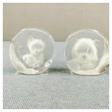 VTG-Zajecar 24% Lead Crystal Bear/Cat Paperweights