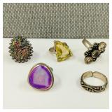 (5) .925 Sterling Silver Rings