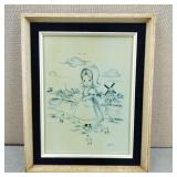 VTG-Signed H/P-Dutch Girl-Framed Acrylic Painting