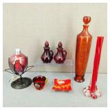 VTG/New Red Glass Vases & Bottles Kanawha