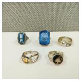 (5) .925 Sterling Silver Rings