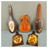 Vintage Tole Hand Painted Floral Wall Hangers