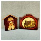 VTG Hand Painted Tole Puppy & Sunflower Art