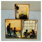 VTG-Reverse Painting Silhouette Bubble Glass Pics