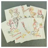 VTG-Hand-Stitched Weekdays Rooster Hand Towels