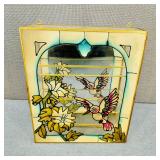 VTG-Stained Glass Hummingbird Wall Curio Cabinet