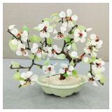 VTG-Jade & Rose Quartz Bonsai Tree in Celadon Pot