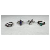 4-Vintage .925 Sterling Silver Rings