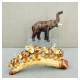 VTG-Leather Wrapped Elephant & Resin Tusk Bridge