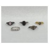 5-Vintage .925 Sterling Silver Rings