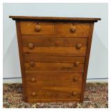 Antique Solid Oak Wood 6-Drawer Dresser