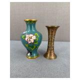 VTG-Asian Brass Vase & Chinese Cloisonne Vase