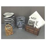 Zebra & Tiger Decor-Tin/Postcards/Wax Cylinder/Etc