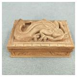 VTG-Wooden H/C Serpent/Dragon Trinket Box