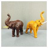 VTG-Leather Wrapped Elephant Figures