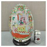 Large Vintage Hand-Painted Chinese Porcelain Egg