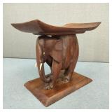 VTG-H/C Ashanti Wood Elephant Stool w/ Bone Tusks